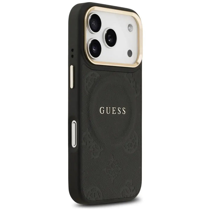 Калъф Guess Peony Hot Stamp MagSafe за iPhone 17 Pro - черен