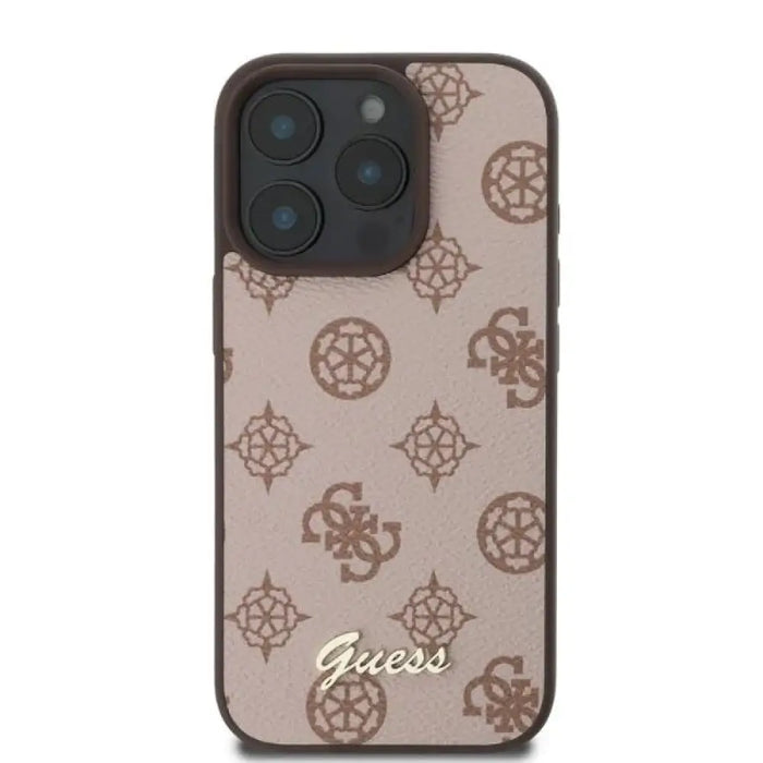 Калъф Guess Peony Script MagSafe за iPhone 16 Pro - кафяв