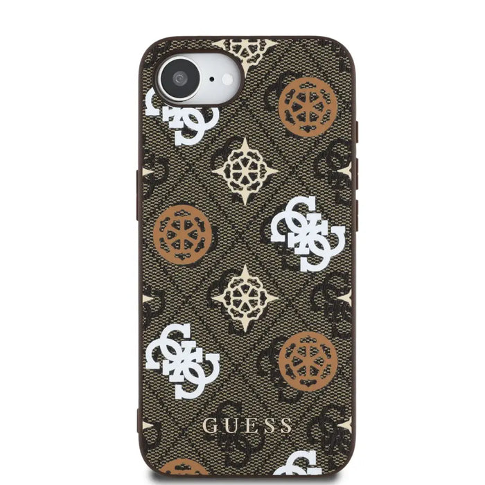 Калъф Guess PU 4G Peony с MagSafe за iPhone 16e - кафяв