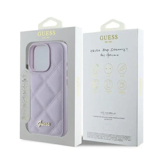 Калъф Guess Quilted Metal Logo за iPhone 16 Pro - светло