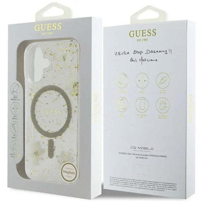 Калъф Guess Resin Flowers Glitter MagSafe за iPhone 16