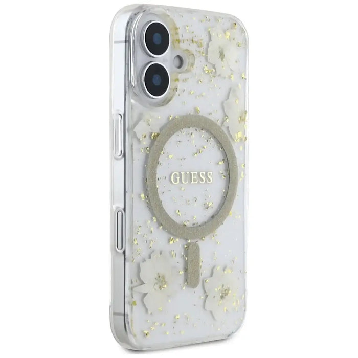 Калъф Guess Resin Flowers Glitter MagSafe за iPhone 16