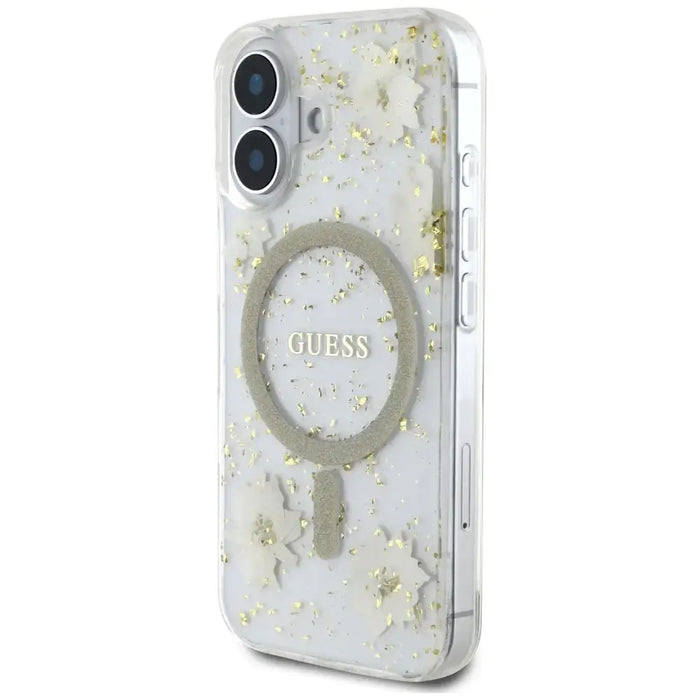 Калъф Guess Resin Flowers Glitter MagSafe за iPhone 16
