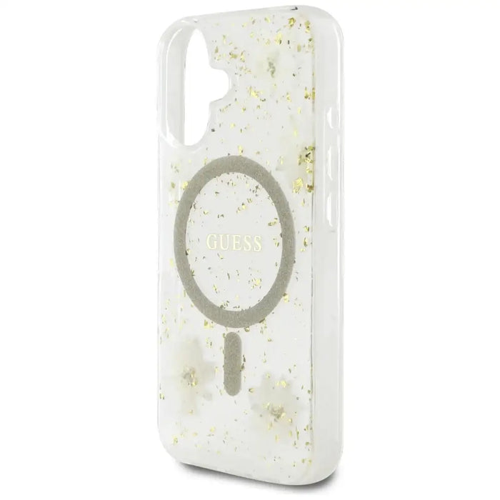 Калъф Guess Resin Flowers Glitter MagSafe за iPhone 16