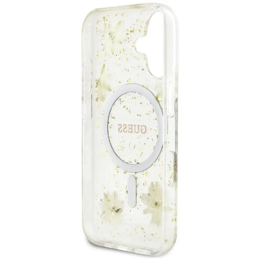 Калъф Guess Resin Flowers Glitter MagSafe за iPhone 16
