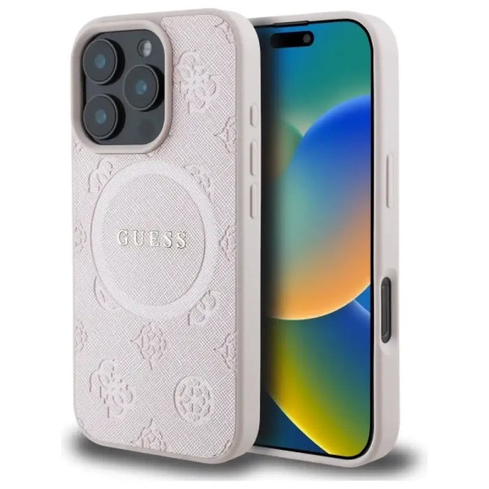 Калъф Guess Saffiano Peony Classic Logo MagSafe за iPhone