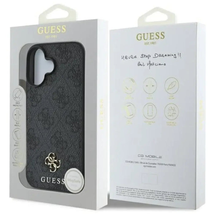 Калъф Guess Small Classic MagSafe за iPhone 16 - черен