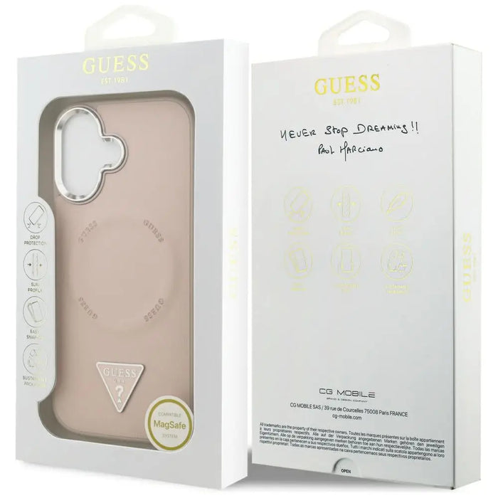 Калъф Guess Triangle Logo MagSafe за iPhone 17 - розов
