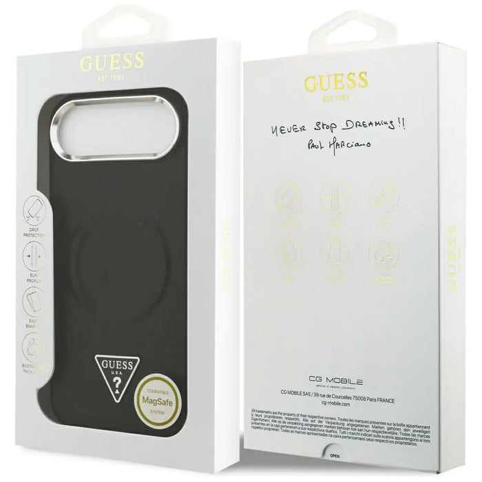Калъф MagSafe с лого на Guess Triangle за iPhone Air - черен