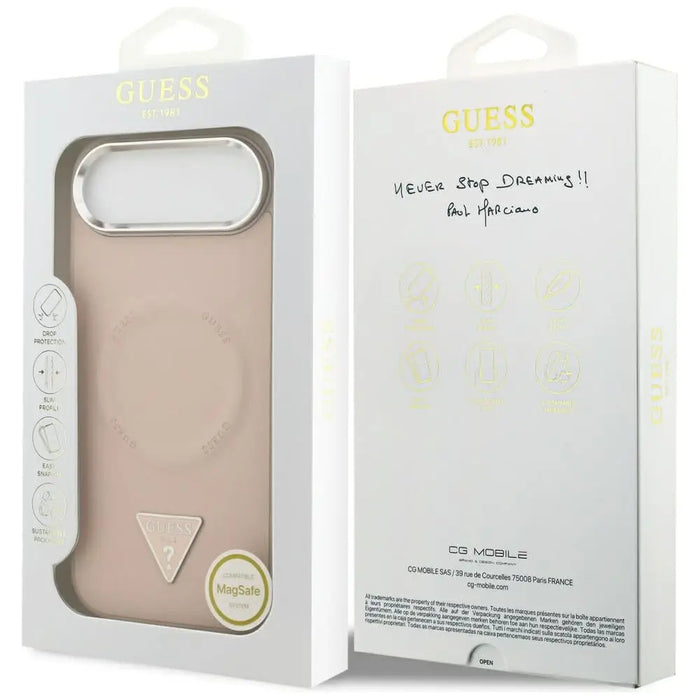 Калъф MagSafe с лого на Guess Triangle за iPhone Air - розов