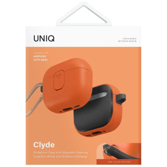 Калъф Uniq Clyde Lock за AirPods 4 - оранжев