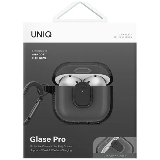 Калъф Uniq Glase Pro за AirPods 4 - Черен