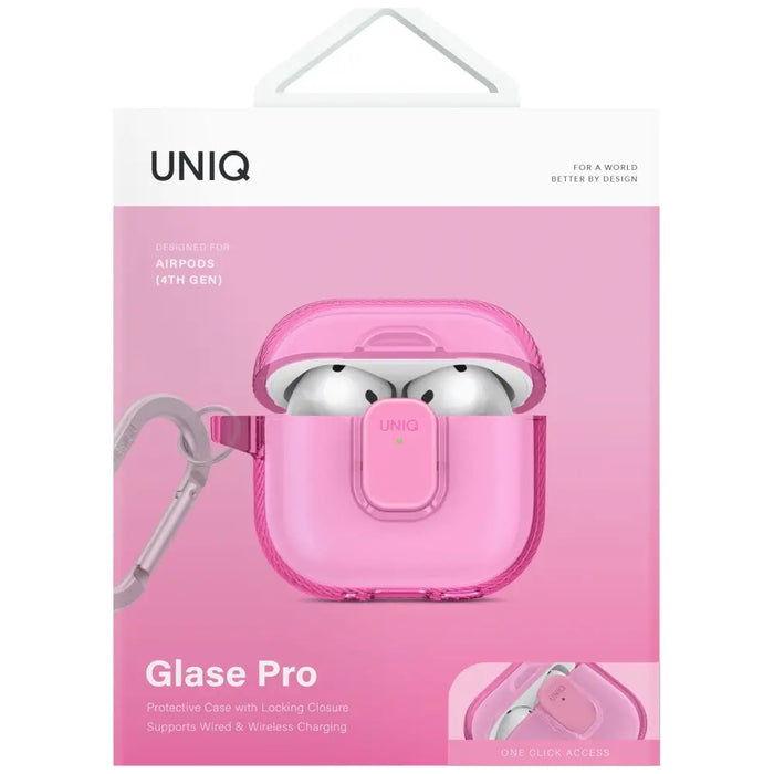 Калъф Uniq Glase Pro за AirPods 4 - розов