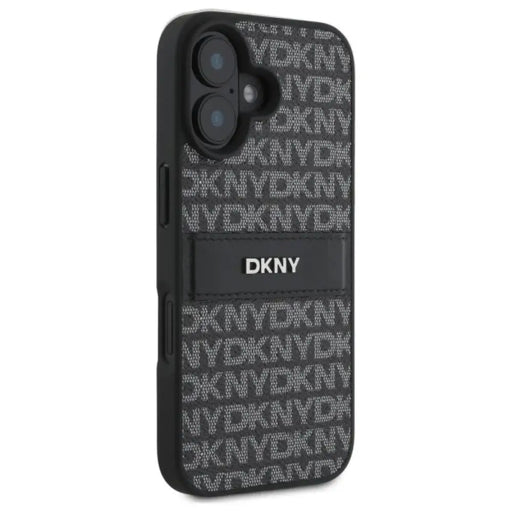Калъф за iPhone 16 DKNY Texture Pattern Tonal Stripe - черен