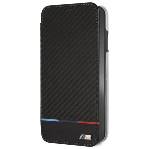 Калъф за iPhone XS Max BMW Carbon Tricolor Stripe - черен