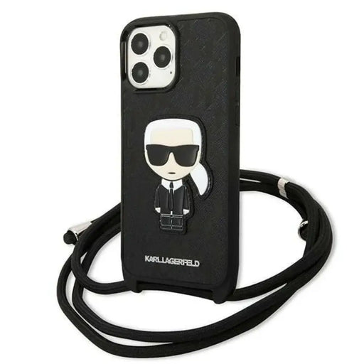 Karl Lagerfeld Leather Monogram Patch and Cord Iconik Case