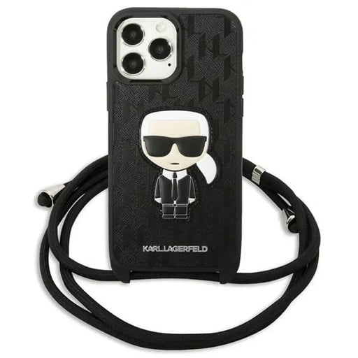 Karl Lagerfeld Leather Monogram Patch and Cord Iconik Case
