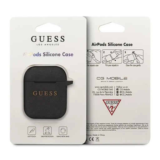 Кейс Guess GUACCSILGLBK за AirPods черен / черен Silicone