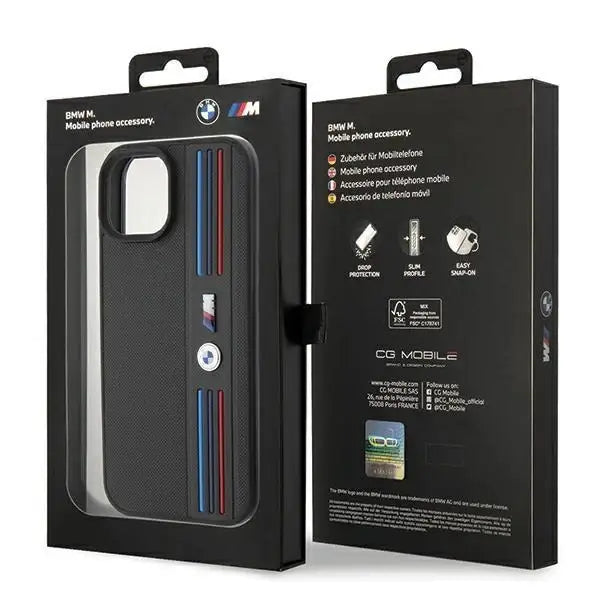 Кейс BMW Tricolor M Collection за iPhone 15 черен