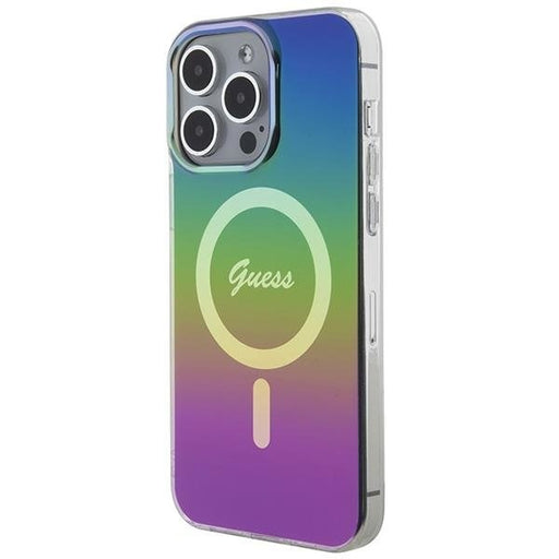 Кейс Guess IML Iridescent MagSafe за iPhone 15 Pro черен