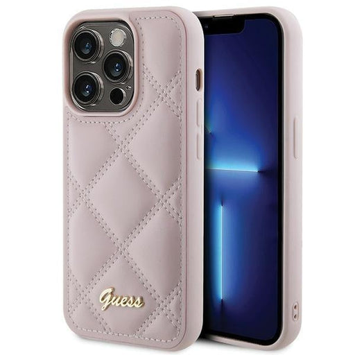Кейс Guess Quilted Metal Logo за iPhone 15 Pro розов