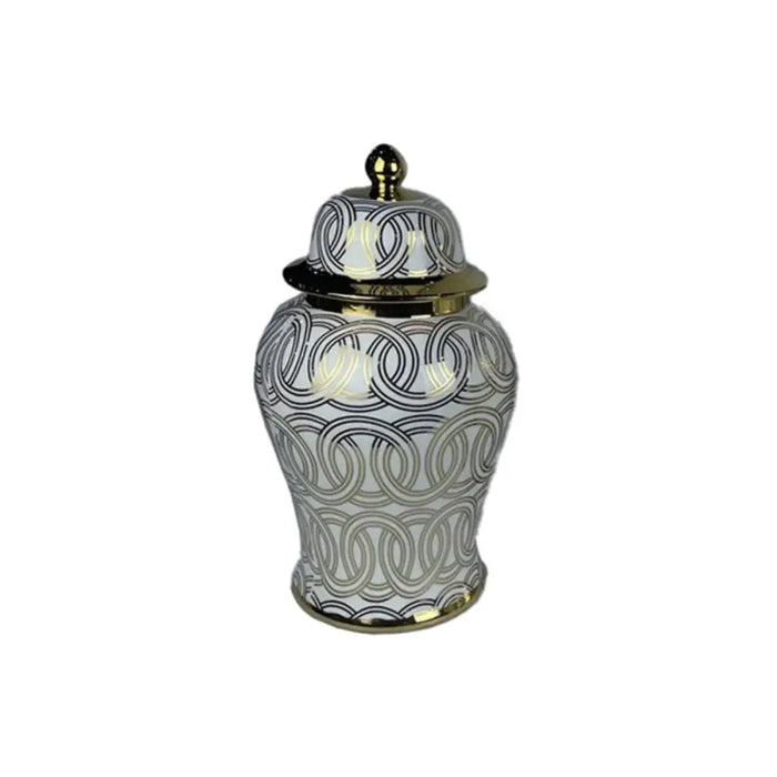 Китайска ваза DKD Home Decor Порцелан Златен Бял