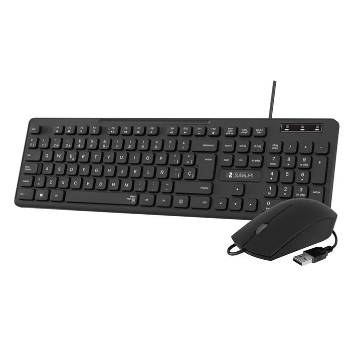 Клавиатура с мишка Subblim SLIM Черен QWERTY