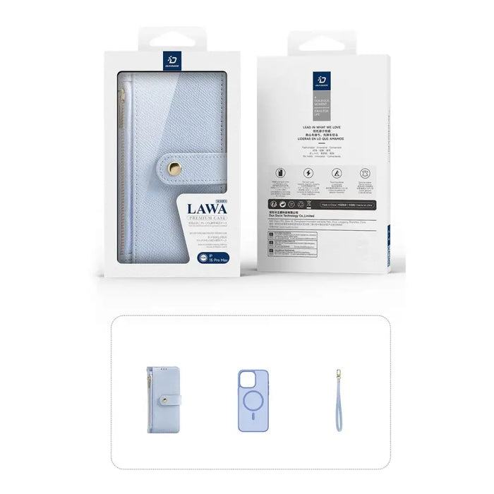 Кожен калъф Dux Ducis Lawa за iPhone 15 Pro Max - син