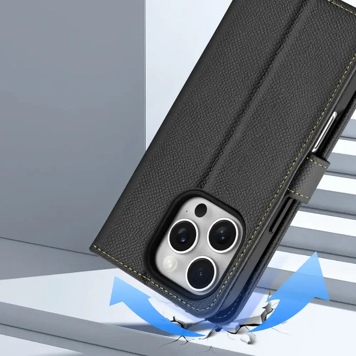 Кожен калъф Dux Ducis Lawa за iPhone 16 Pro - черен