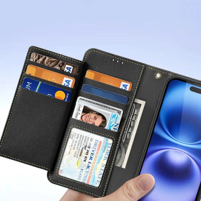 Кожен калъф Dux Ducis Lawa за iPhone 16 - черен