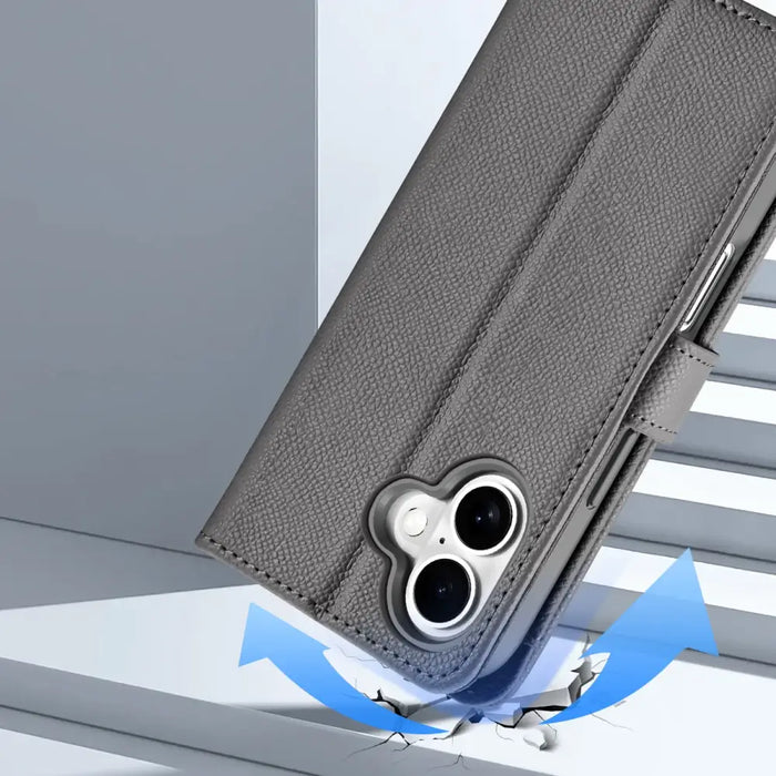 Кожен калъф Dux Ducis Lawa за iPhone 16 - сив