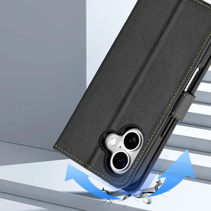 Кожен калъф Dux Ducis Lawa за iPhone 16 - черен