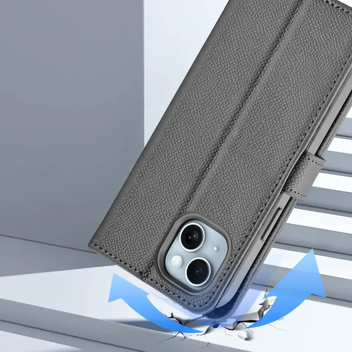 Кожен калъф Dux Ducis Lawa за iPhone 15 - сив