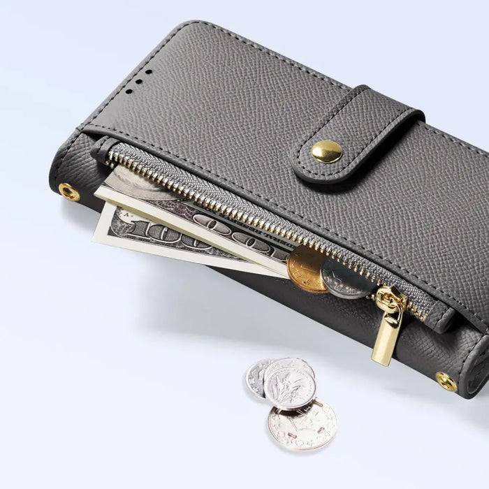 Кожен калъф Dux Ducis Lawa за iPhone 16 - сив