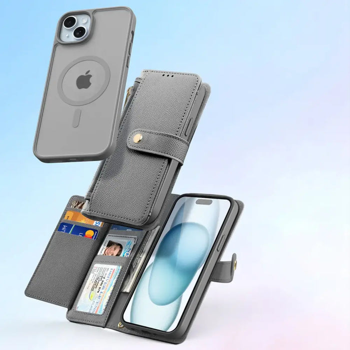 Кожен калъф Dux Ducis Lawa за iPhone 15 - сив