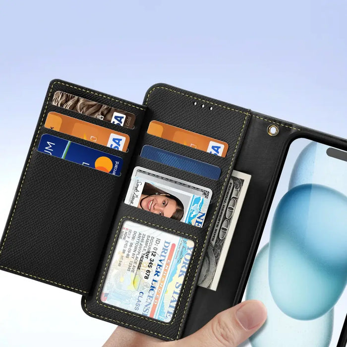 Кожен калъф Dux Ducis Lawa за iPhone 15 - черен