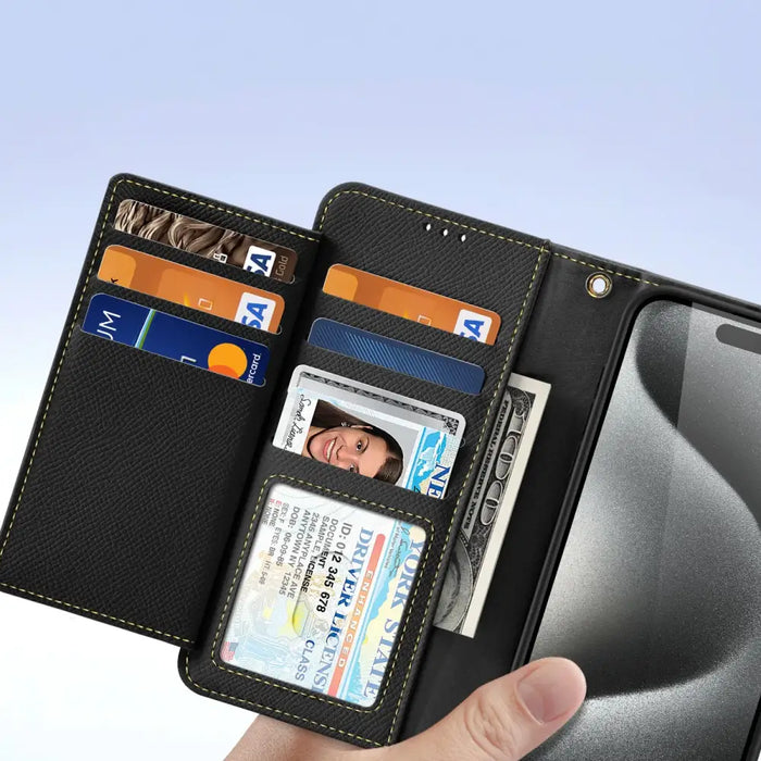 Кожен калъф Dux Ducis Lawa за iPhone 15 Pro - черен