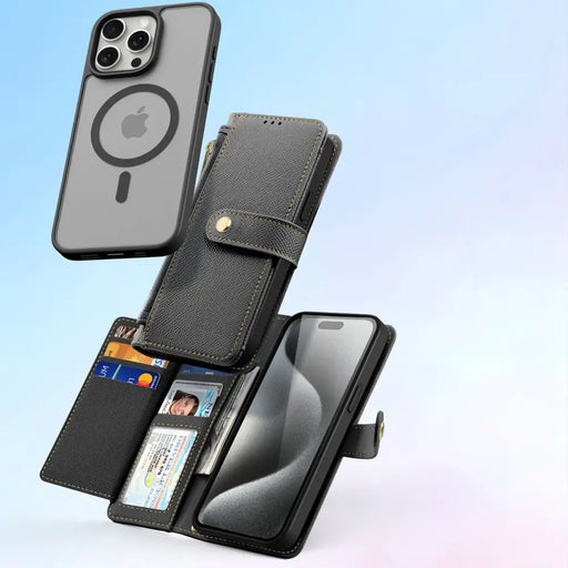 Кожен калъф Dux Ducis Lawa за iPhone 15 Pro - черен