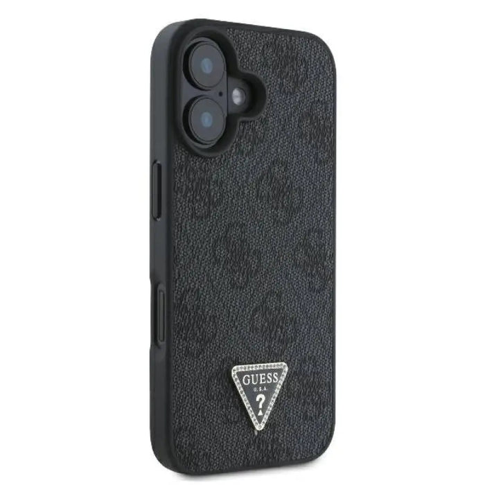 Кожен 4G калъф Guess Triangle Strass MagSafe за iPhone 16