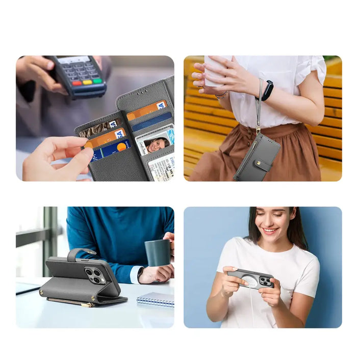 Кожен калъф Dux Ducis Lawa за iPhone 15 Pro Max - сив