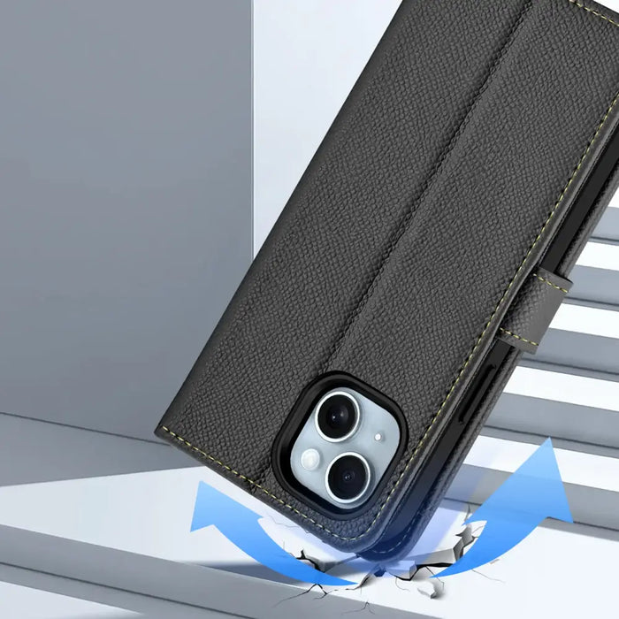 Кожен калъф Dux Ducis Lawa за iPhone 15 - черен