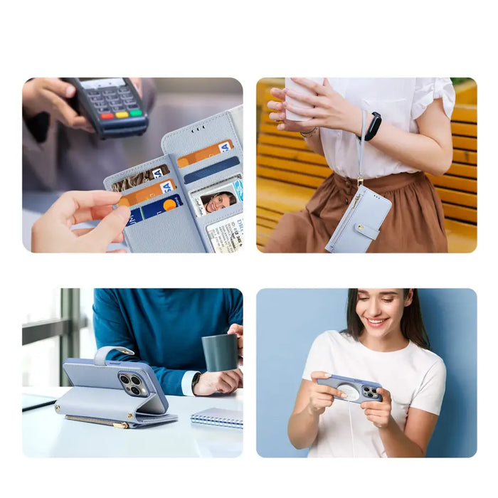 Кожен калъф Dux Ducis Lawa за iPhone 15 - син