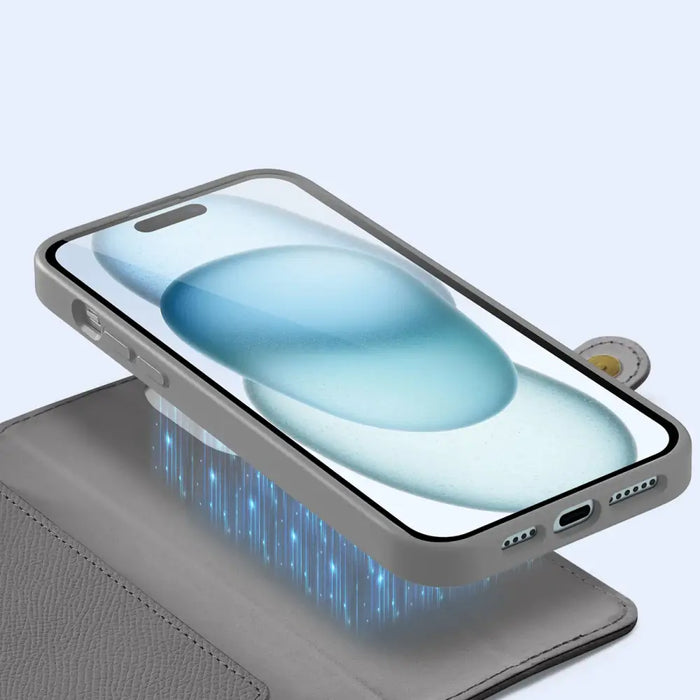 Кожен калъф Dux Ducis Lawa за iPhone 15 - сив