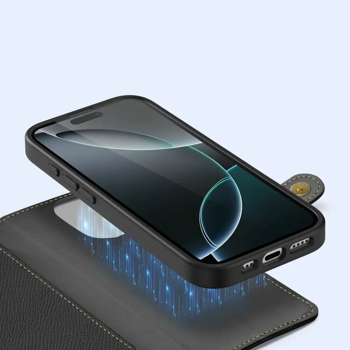 Кожен калъф Dux Ducis Lawa за iPhone 16 Pro - черен