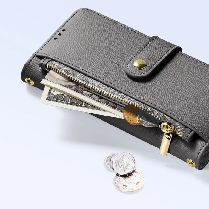 Кожен калъф Dux Ducis Lawa за iPhone 15 - сив