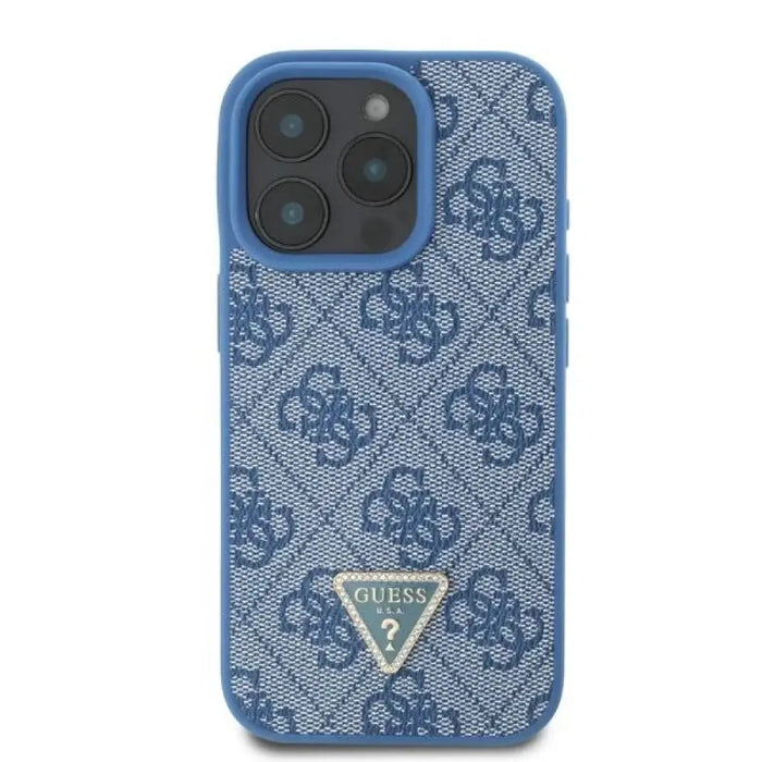 Кожен 4G калъф Guess Triangle Strass MagSafe за iPhone 16