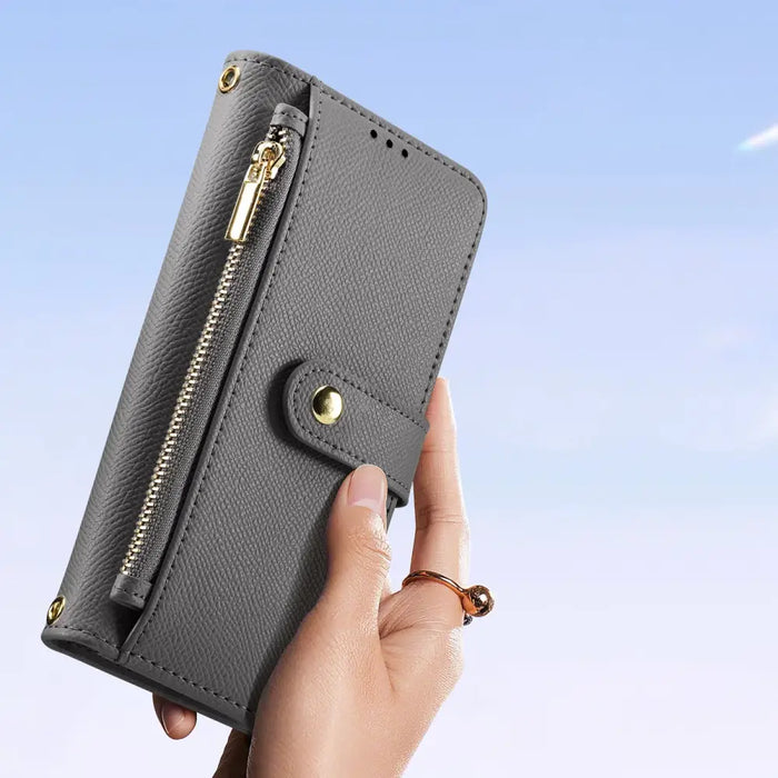 Кожен калъф Dux Ducis Lawa за iPhone 15 - сив