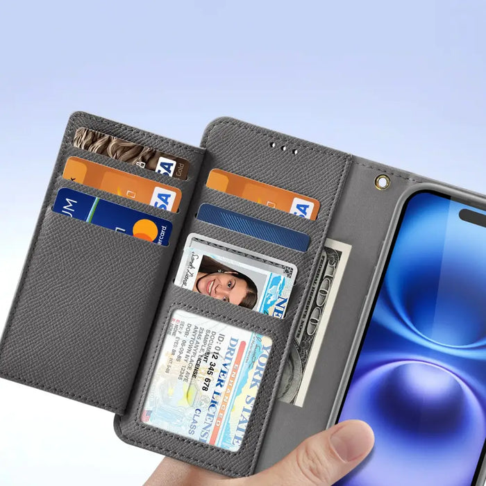 Кожен калъф Dux Ducis Lawa за iPhone 16 - сив