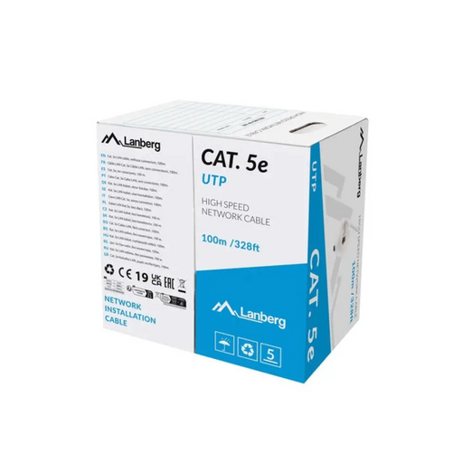Lanberg LAN кабел CAT.5e utp 100m solid cu grey fluke