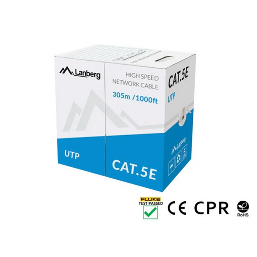 Lanberg LAN кабел CAT.5e utp 305m плътен cu сив cpr + fluke